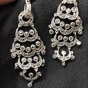 Chandelier solid silver and marcasite earrings